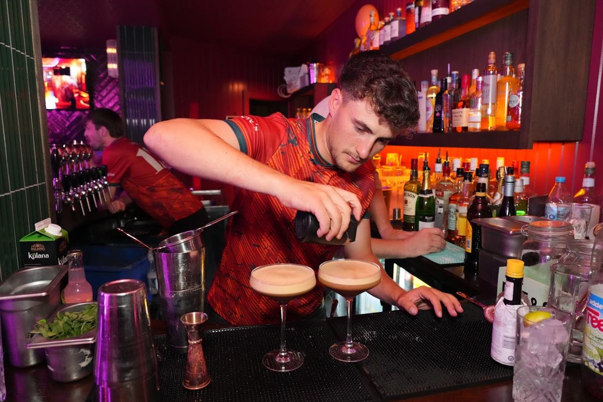 Espresso martinis being poured