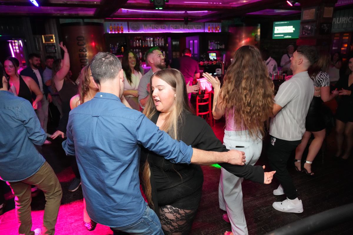 Dance floor under pink lights