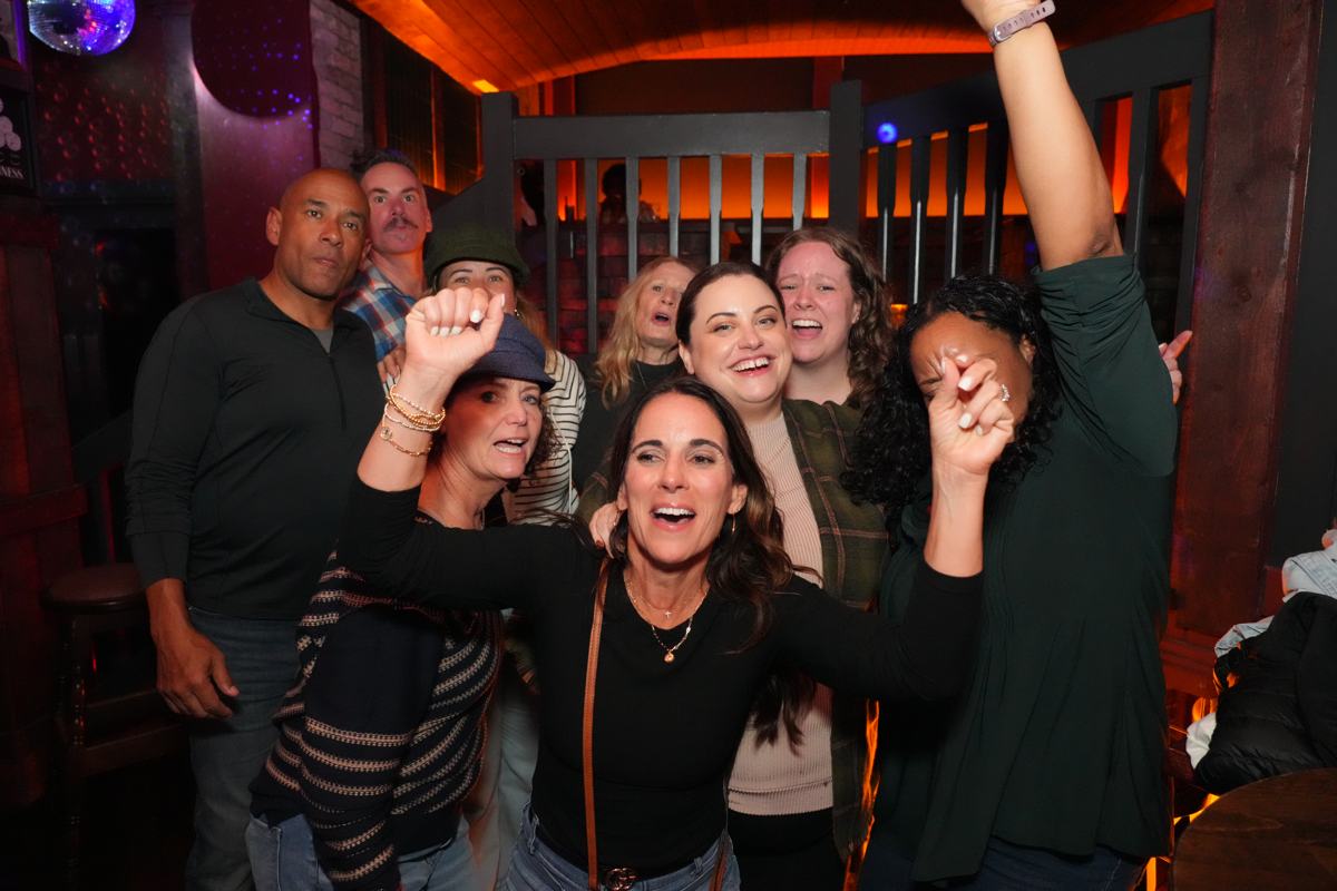 A group celebrating